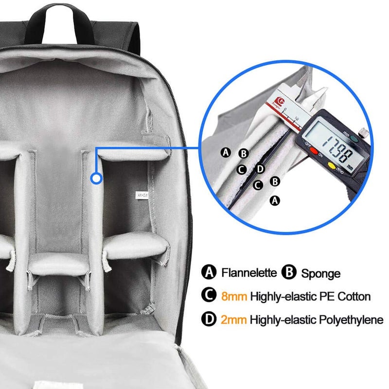 CADeN Camera Backpack Bag Professional for DSLR/SLR Mirrorless Camera Waterproof, Camera Case Compatible for Sony Canon Nikon - Image 3